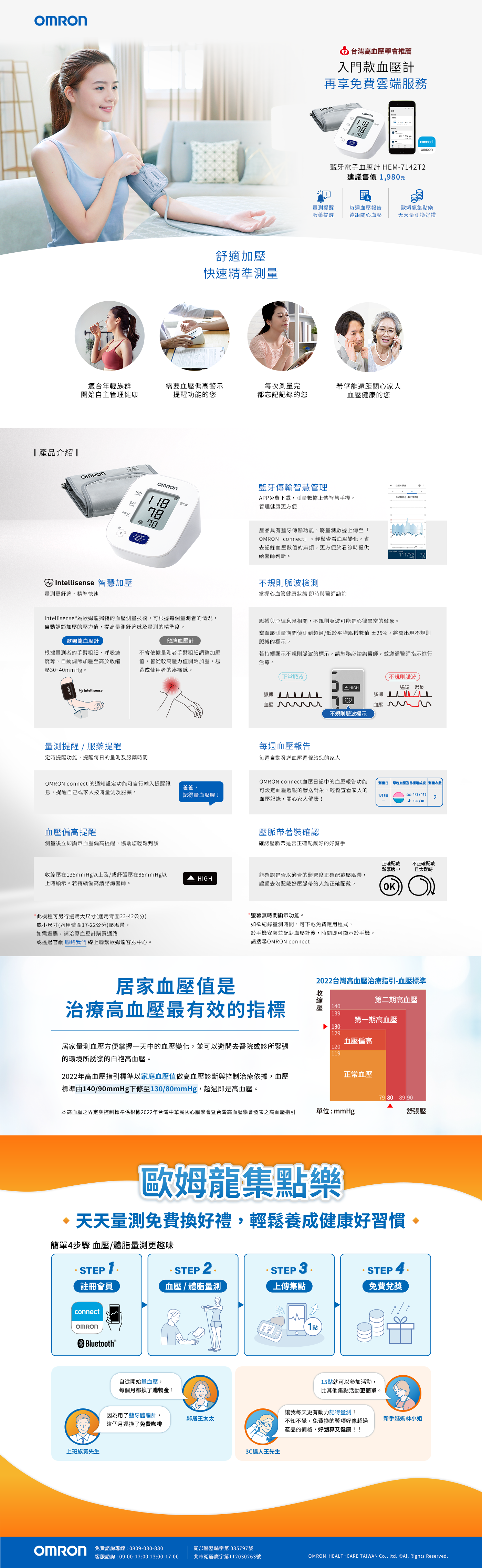 Omron® HEM-7142T2 Upper Arm Bluetooth Blood Pressure Monitor